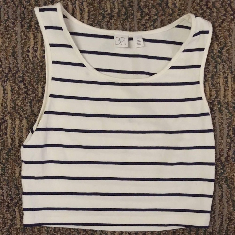 BP Black and White Striped Crop Top, size small